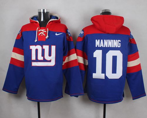 Nike Giants #10 Eli Manning Royal Blue Player Pullover NFL Hoodie - Click Image to Close